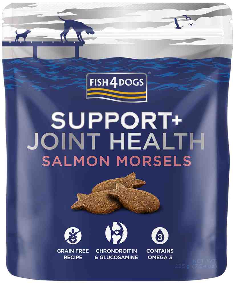 FISH4DOGS Maškrty pre psy na podporu zdravia kĺbov s lososovými kúskami 225g