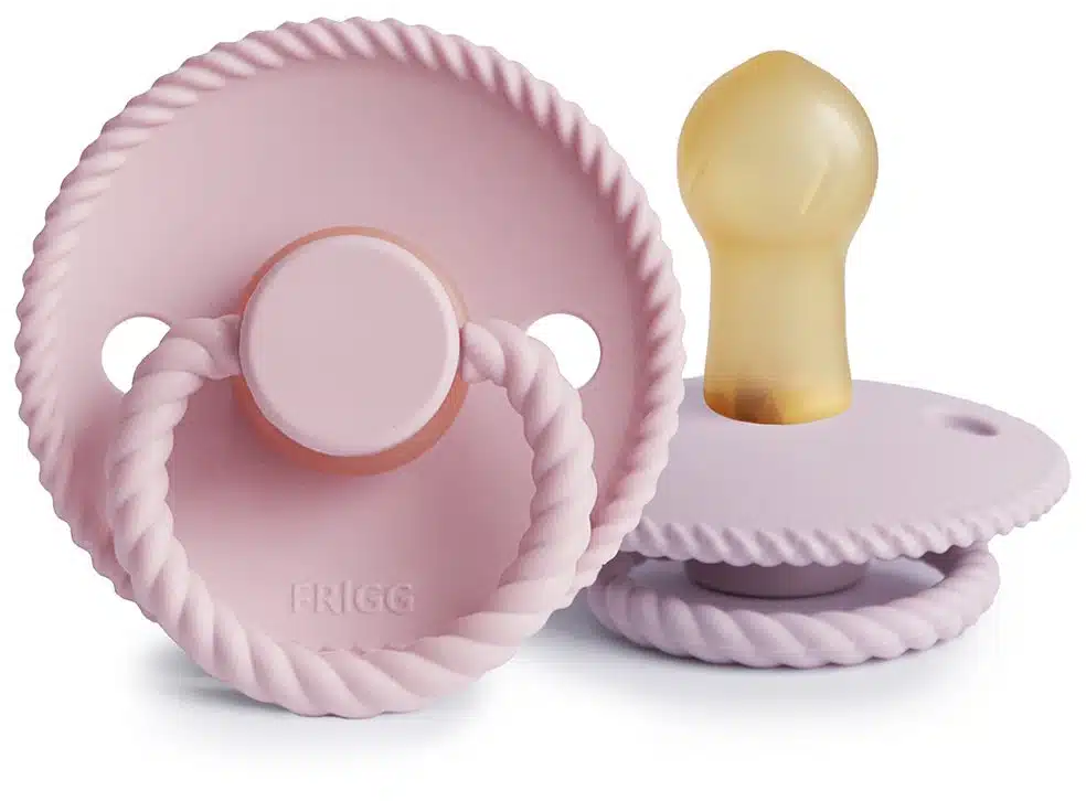 FRIGG Rope kaučukové cumlíky Baby PinkSoft Lilac, 0-6m, dvojbalenie