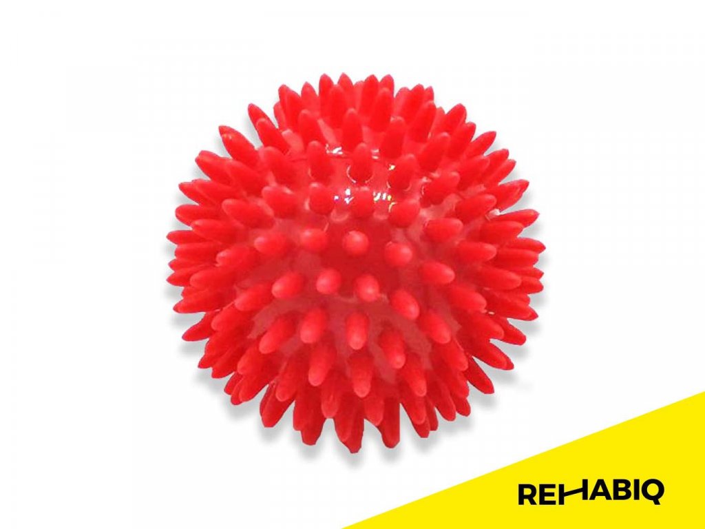 Rehabiq Masážna loptička ježko, 8 cm, červená
