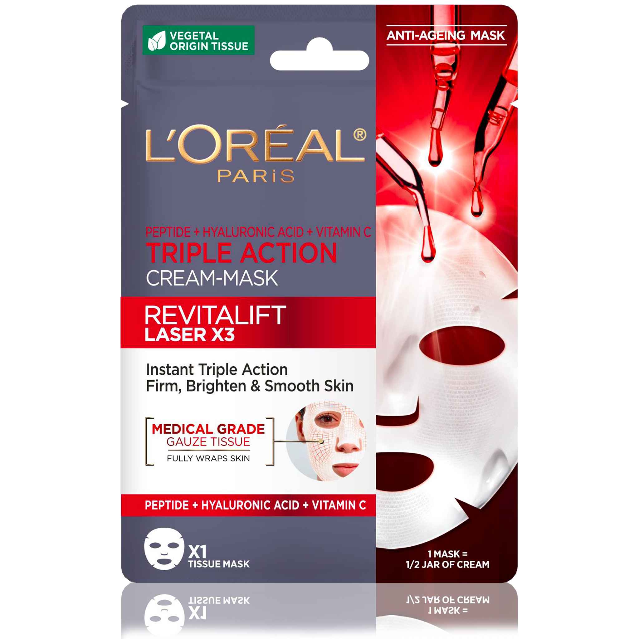 LOréal Paris Revitalift Laser X3 pleťová maska proti starnutiu s trojitým účinkom, 28 g