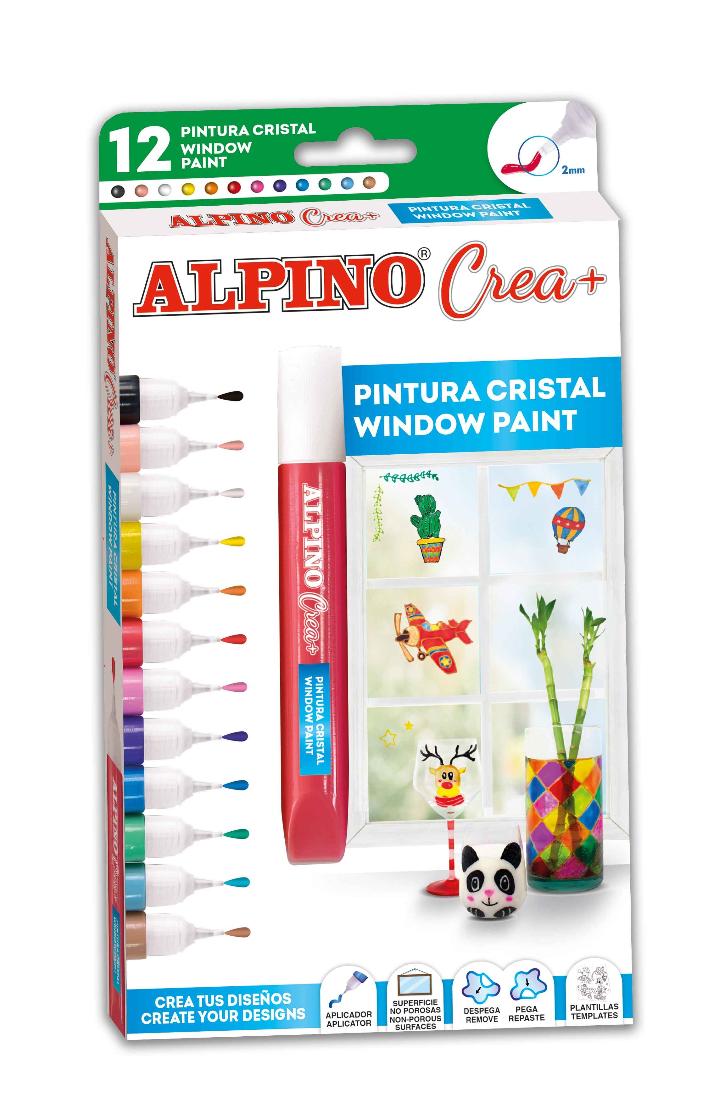 ALPINO Alpino Crea okenné farby na zdobenie 12ks
