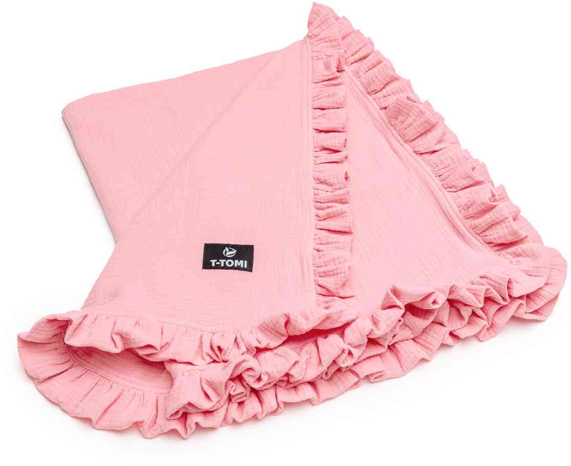 T-TOMI Mušelínová deka s volánkom Pink