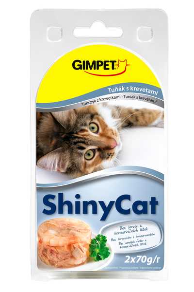 Shiny Cat konzerva TuniakKrevety 2×70g