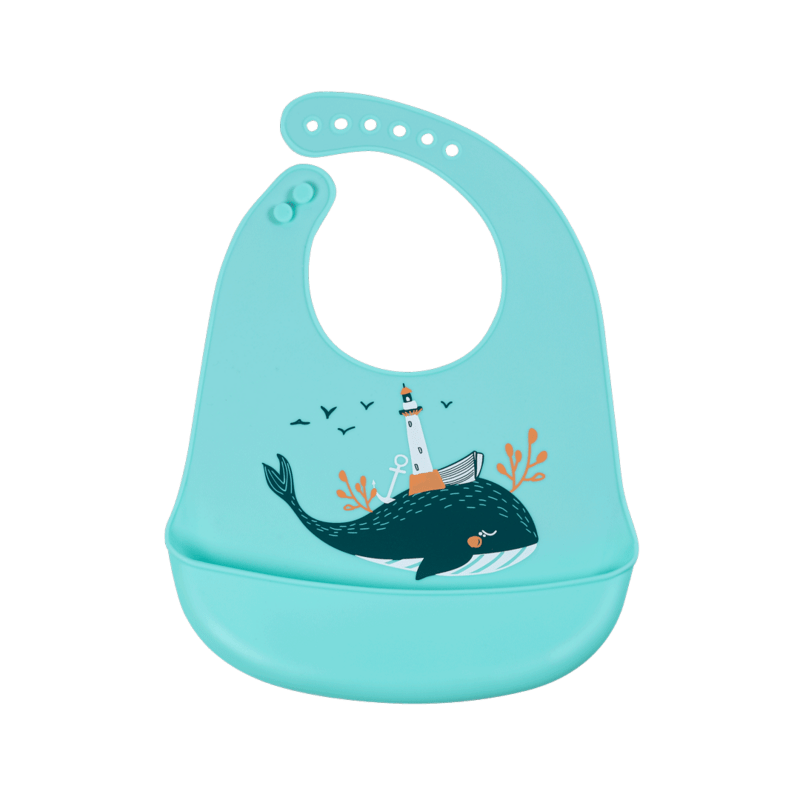 SIMED Silikónový podbradník s vreckom, whale