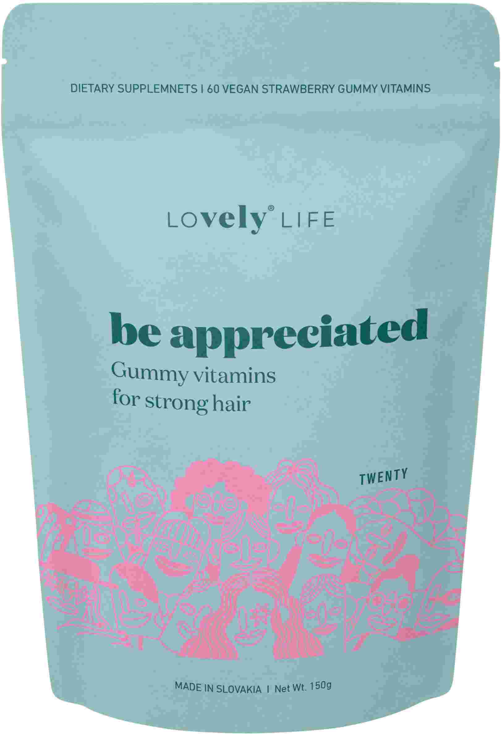 Be appreciated™ Gumené vitamíny pre silné vlasy – výživový doplnok