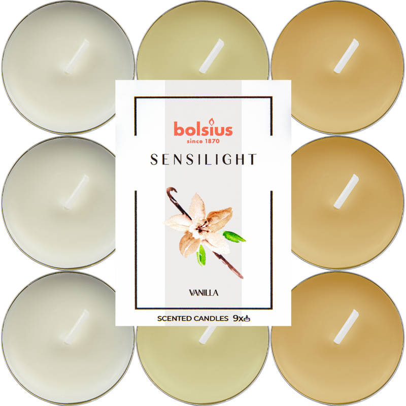 Bolsius Sensilight Čajové 9ks Vanilla tříbarevné, vonné svíčky
