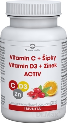 Pharma Activ Vitamín CŠípky Vit.D3Zinok ACTIV