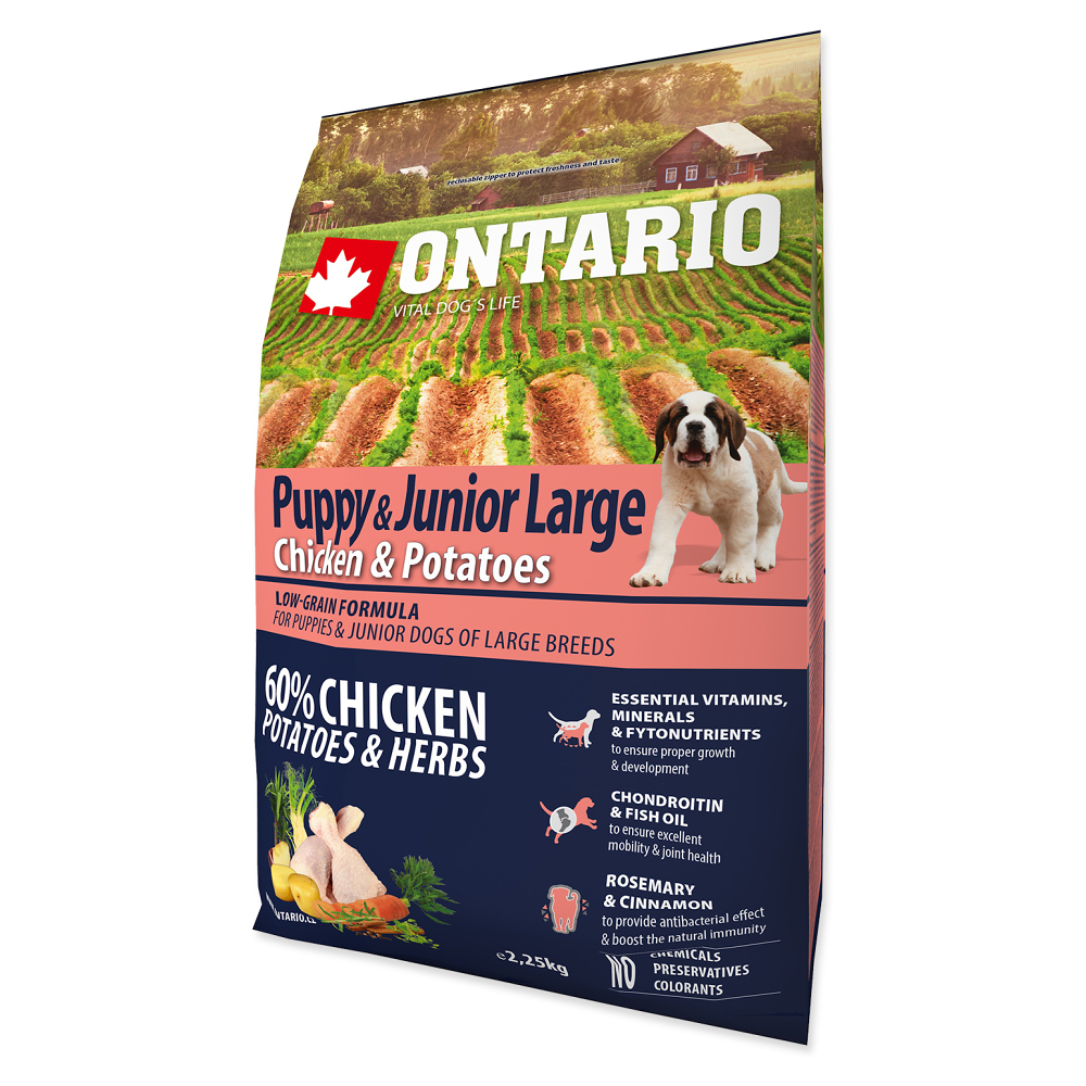 ONTARIO Puppy  Junior large chicken  potatoes pre šteňatá 2,25 kg