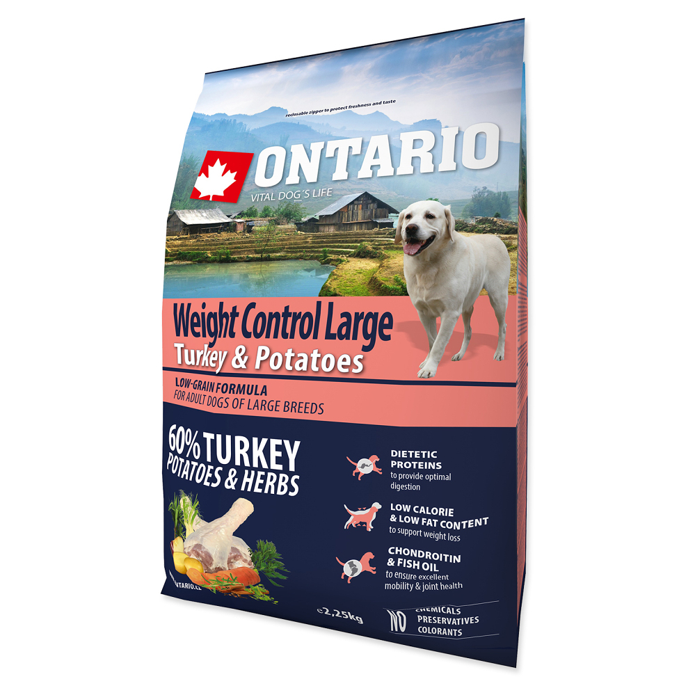 ONTARIO Dog Large Weight control turkey  potatoes granule pre psov 2,25 kg