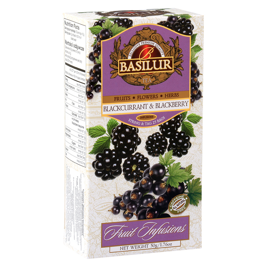 BASILUR Fruit Blackcurrant  Blackberry ovocný čaj 25 vrecúšok