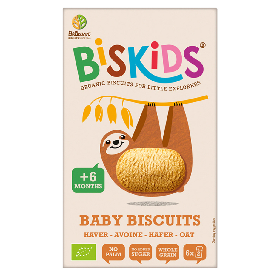 BELKORN BISkids BIO detské celozrnné ovsené sušienky bez pridaného cukru 6M 120 g