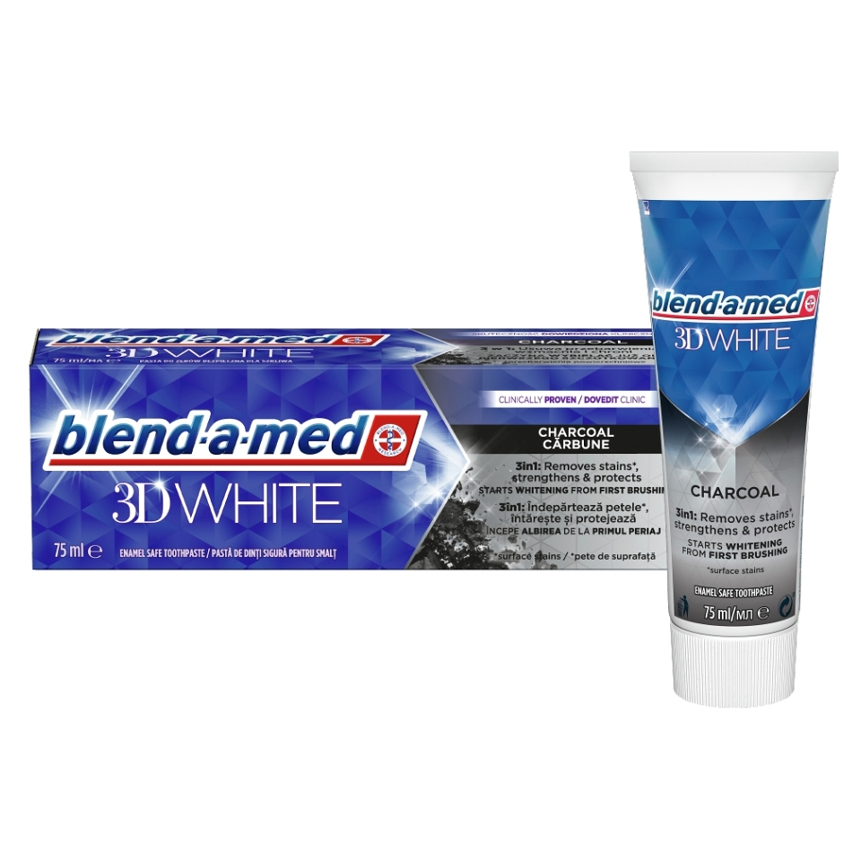 BLEND-A-MED Zubná pasta 3D White Charcoal 75 ml