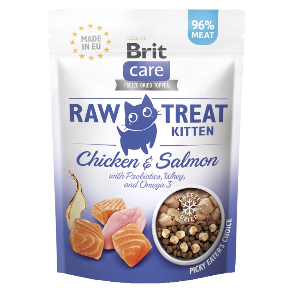 BRIT Raw Treat Cat Kitten Chicken  Salmon maškrty pre mačiatka 40 g