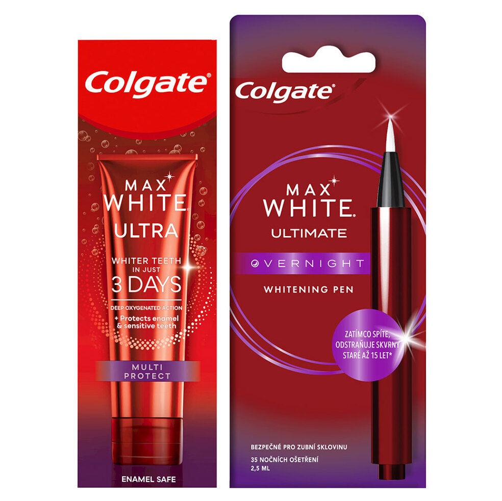 COLGATE Max White set - Ultra Complete zubná pasta 50 ml  Max White Overnight bieliace pero 2.5 ml