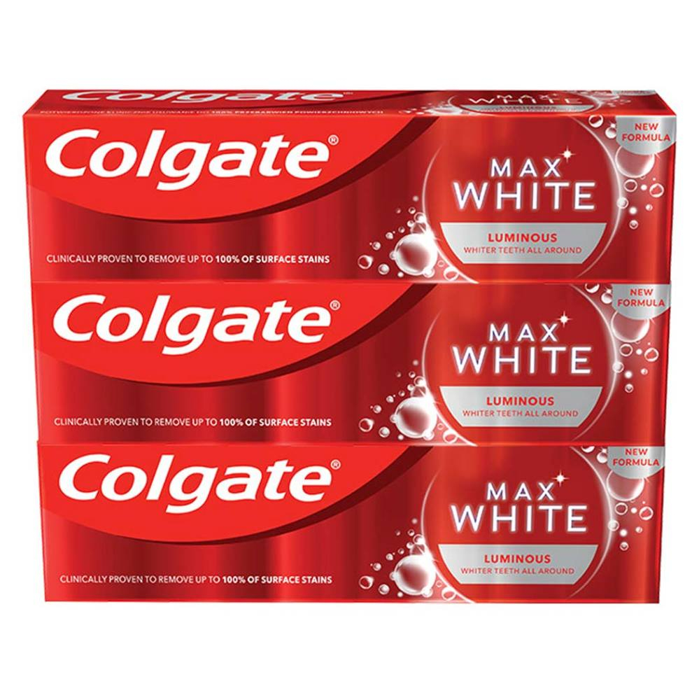 COLGATE Zubná pasta Max White Luminous 3 x 75 ml