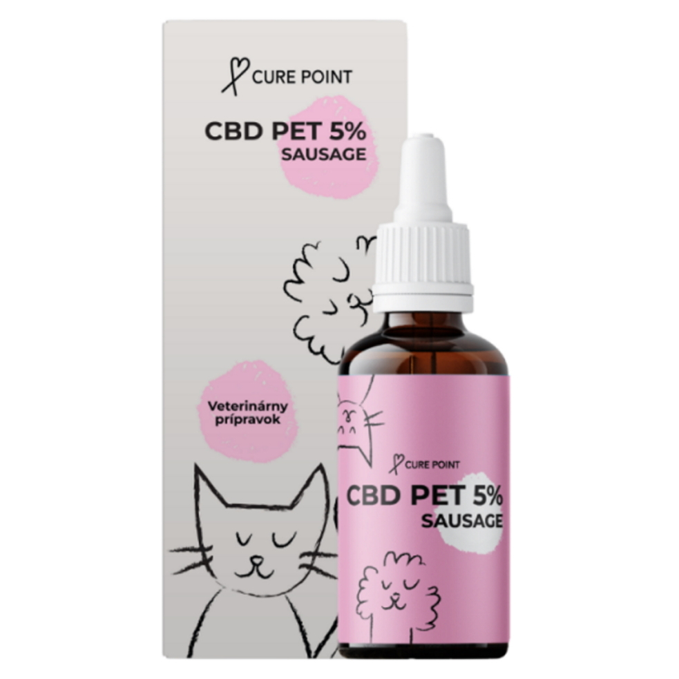 CURE POINT CBD PET 5 percent olej pre psov a mačky s príchuťou klobásy 10 ml