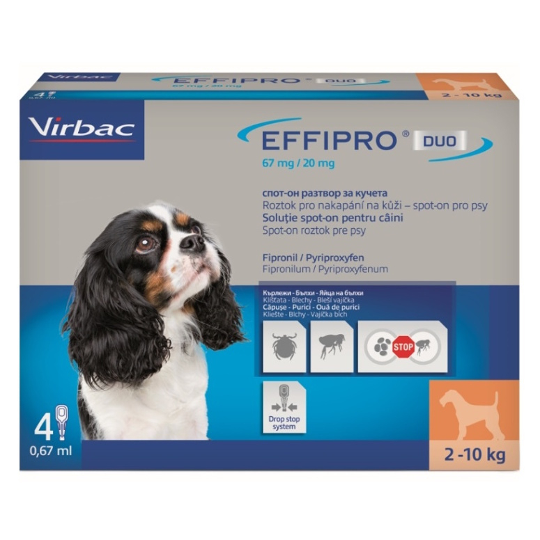 EFFIPRO DUO 6720 mg spot-on pre psov S (2-10 kg) 0,67 ml 4 pipety