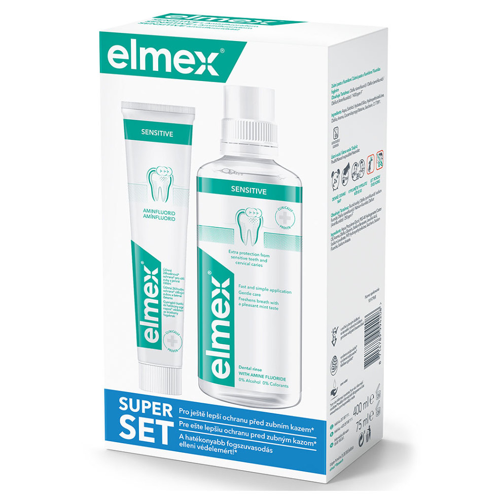 ELMEX Sensitive ústna voda 400 ml  Zubná pasta 75 ml