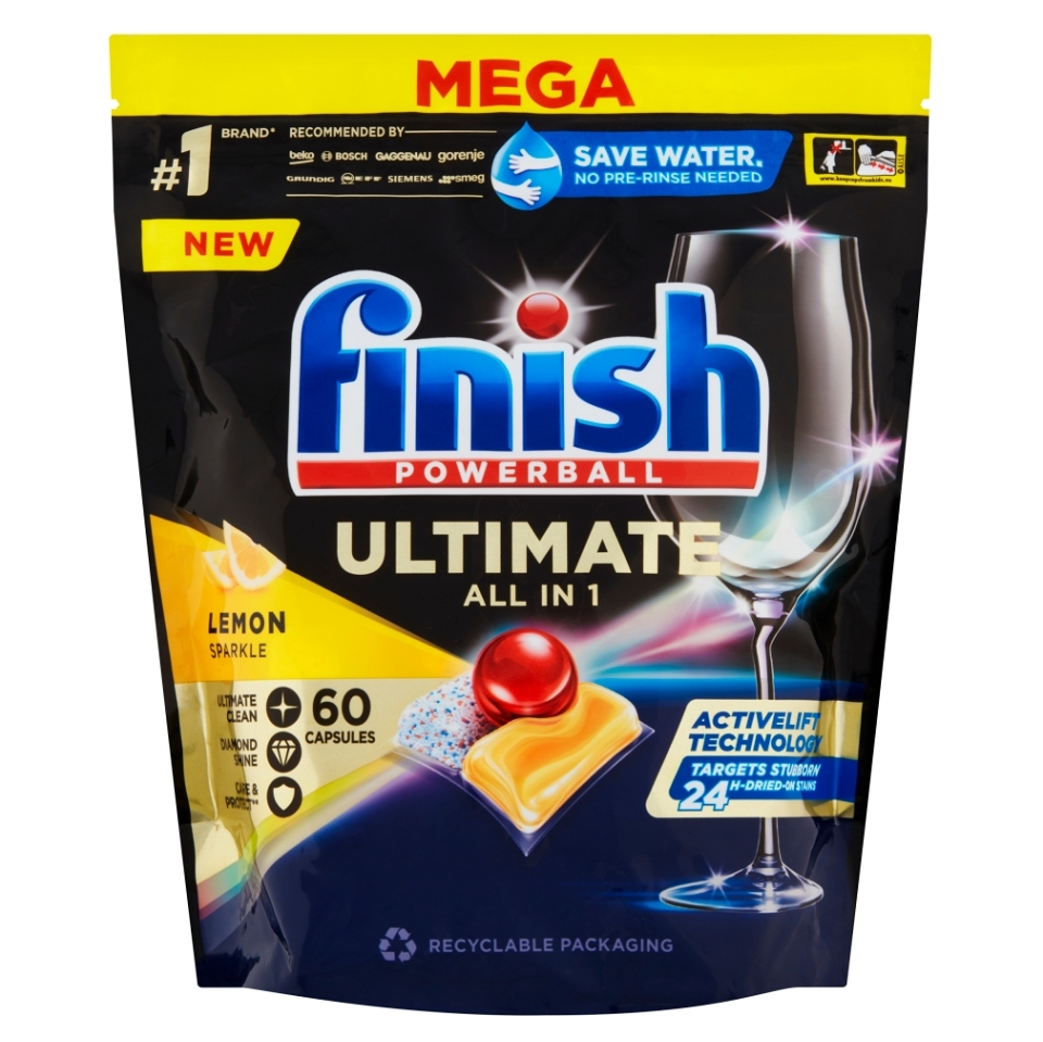 FINISH Ultimate All in 1 Kapsule do umývačky riadu Lemon Sparkle 60 ks
