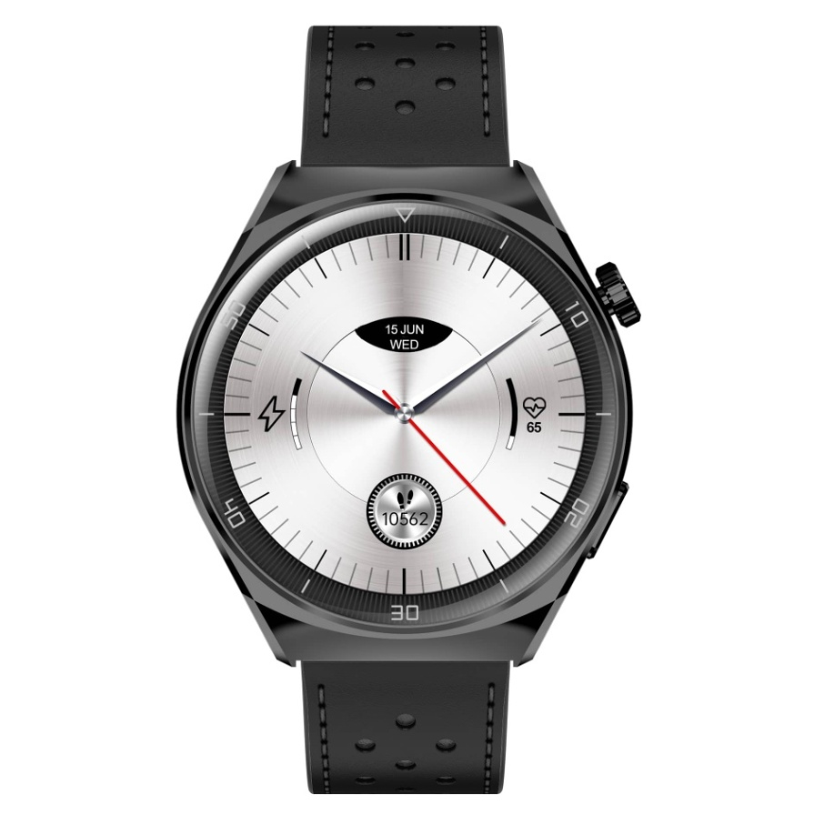 GARETT Smartwatch V12 Black leather Inteligentné hodinky, rozbalené