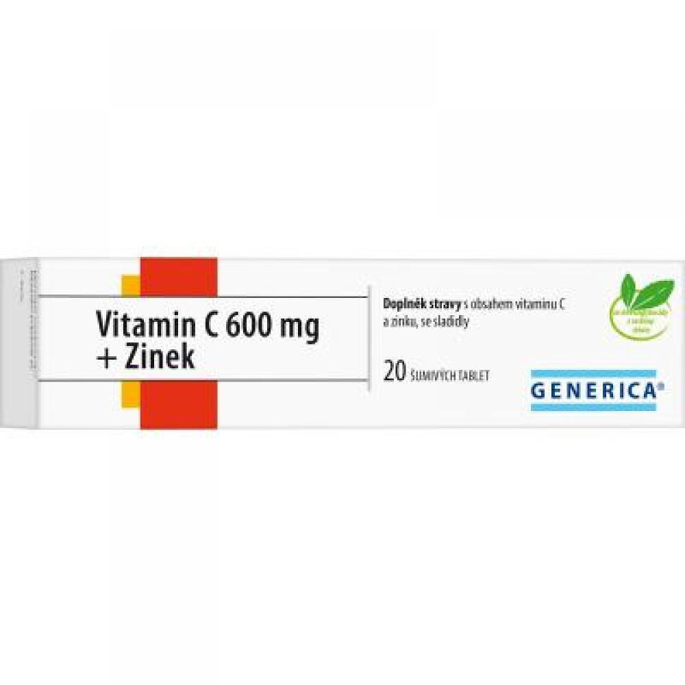GENERICA Vitamín C 600 mg  zinok 20 šumivých tabliet