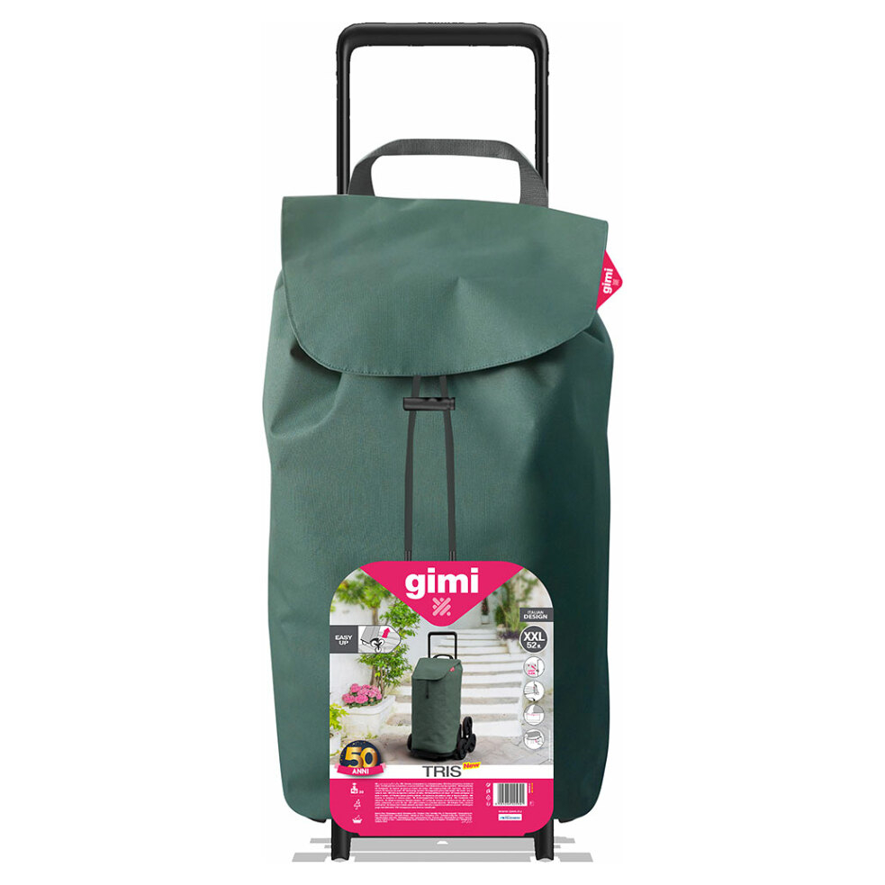 GIMI Tris Floral nákupný vozík zelený 52 l