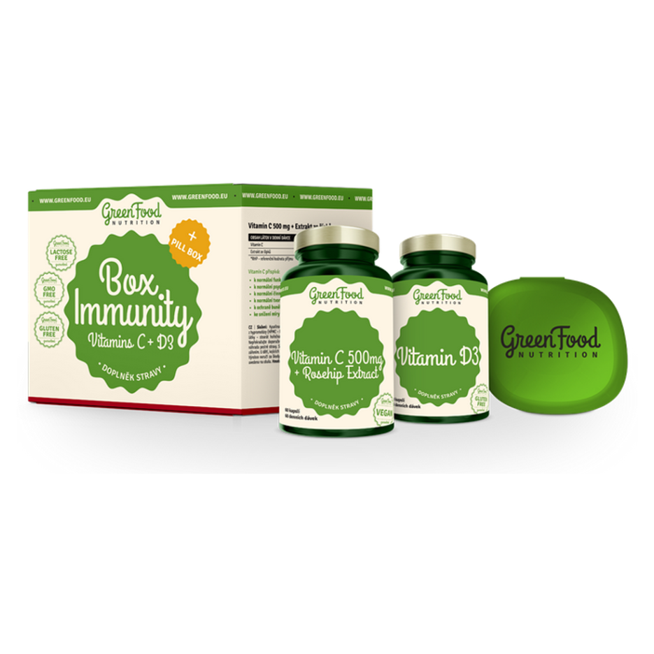 GREENFOOD NUTRITION Box Immunity vitamín D3 60 kapsúl a vitamín C500 60 kapsúl  PILLBOX