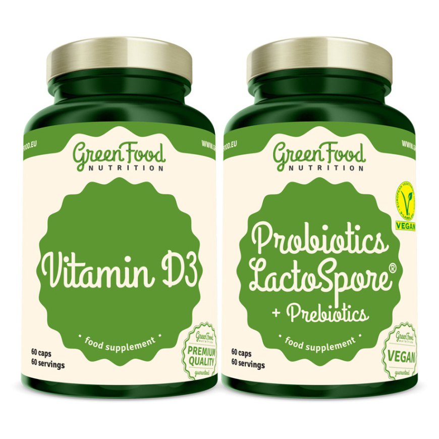 GREENFOOD NUTRITION Probiotics lactoSpore®  prebiotics 60 kapsúl  vitamín D3 60 kapsúl