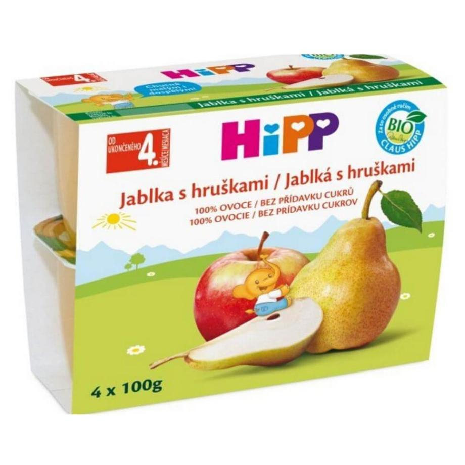 HIPP Ovocie 100 percent Jablká s hruškami BIO 4x100 g