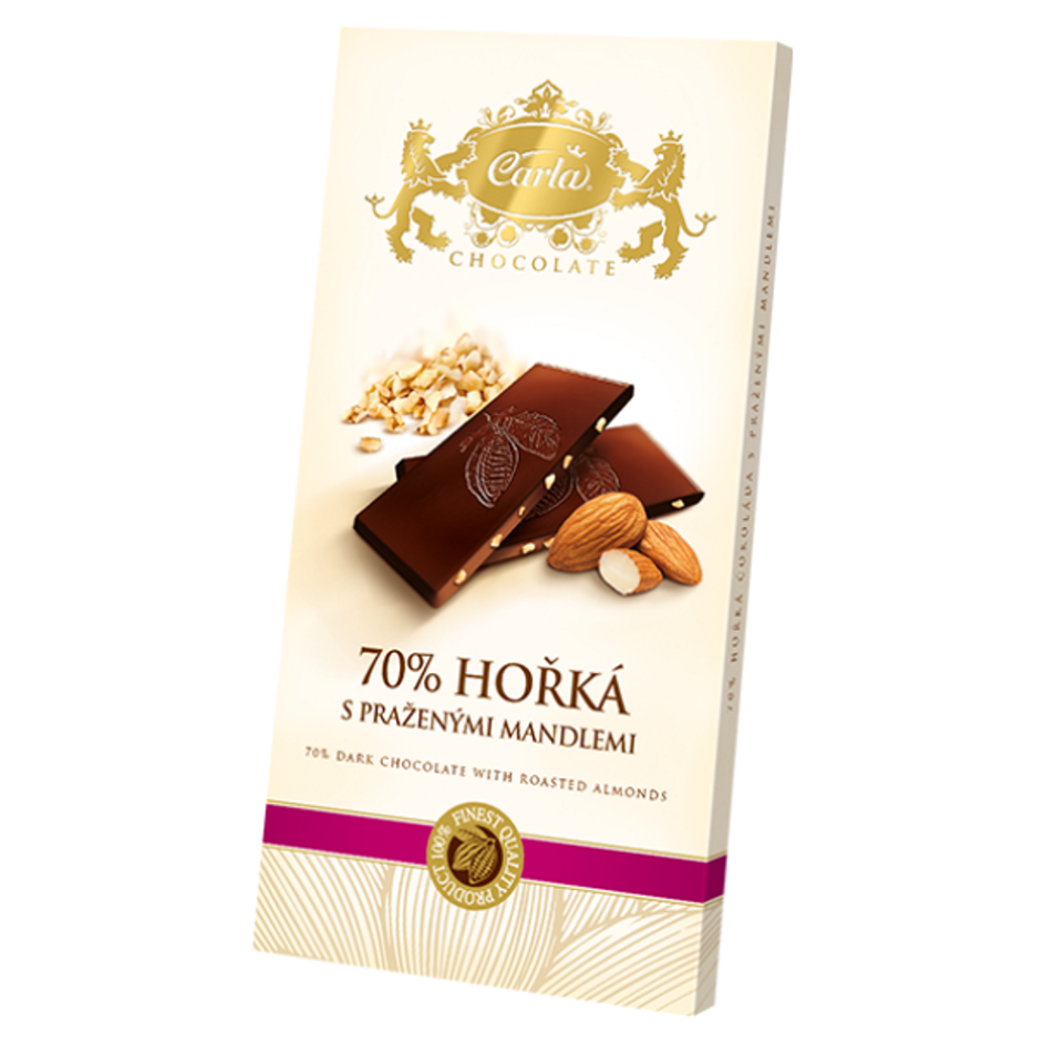 CARLA Horká čokoláda 70 percent s praženými mandľami 80 g