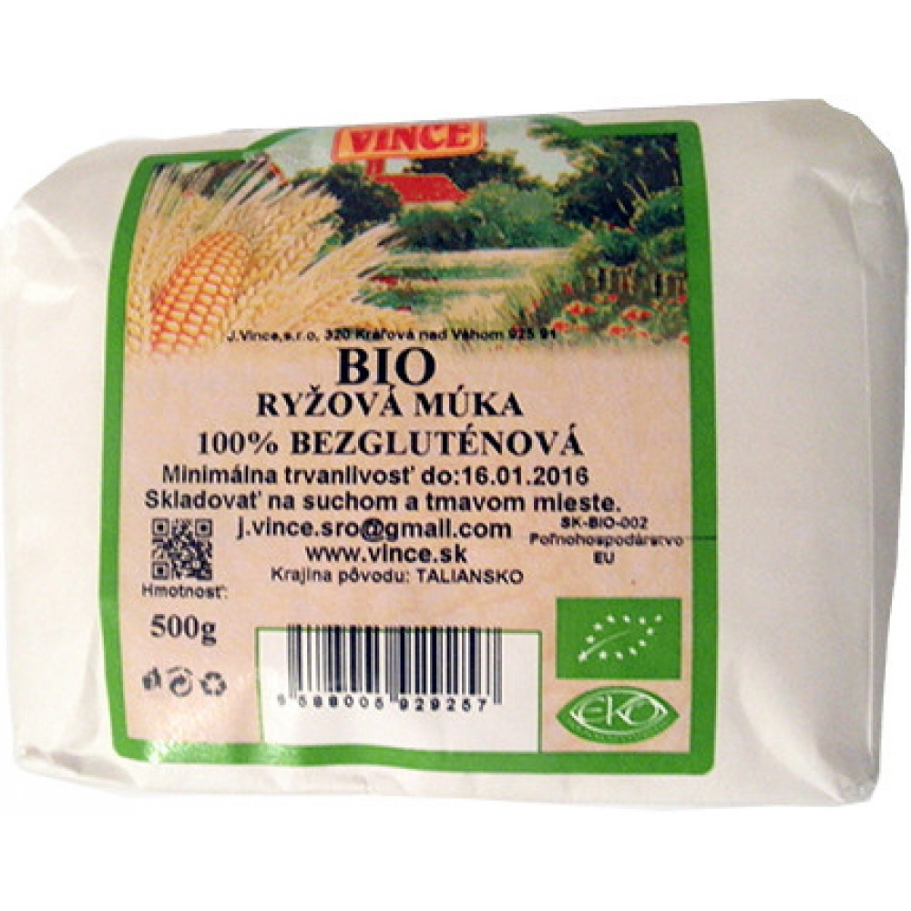 J.VINCE 100 percent Bezlepková ryžová múka BIO 500 g