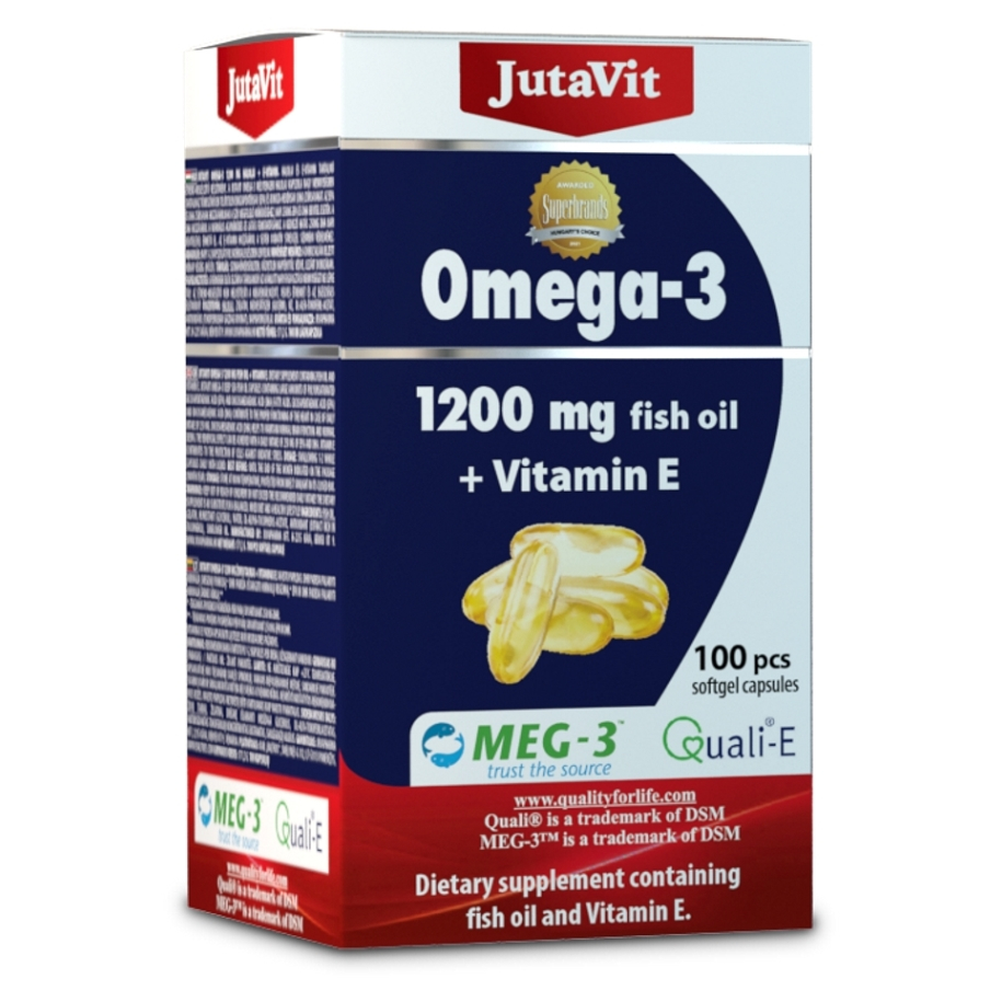 JUTAVIT Omega-3 1200 mg rybí olej  vitamín E 100 kapsúl