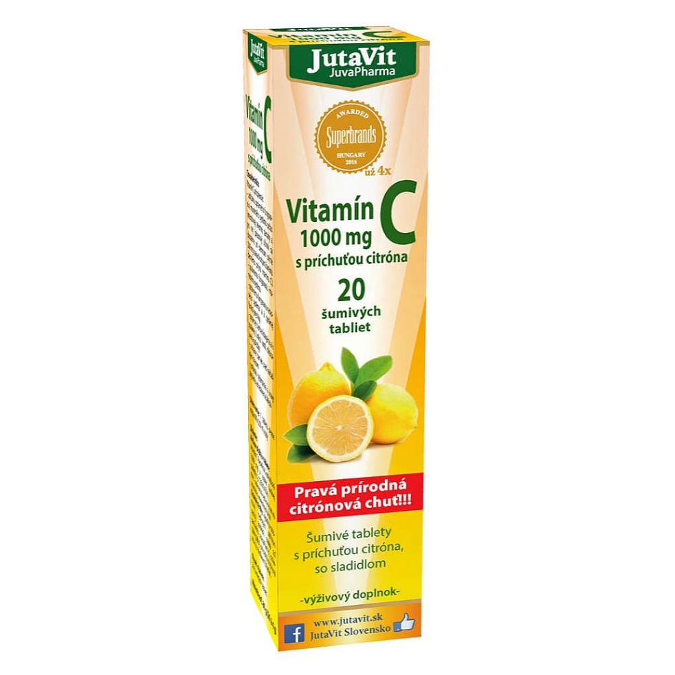 JUTAVIT Vitamín C 1000 mg s príchuťou citróna so sladidlom 20 šumivých tabliet
