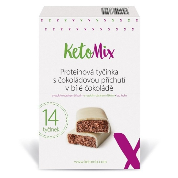 KETOMIX Proteínová tyčinka s čokoládovou príchuťou v bielej čokoláde 14 kusov