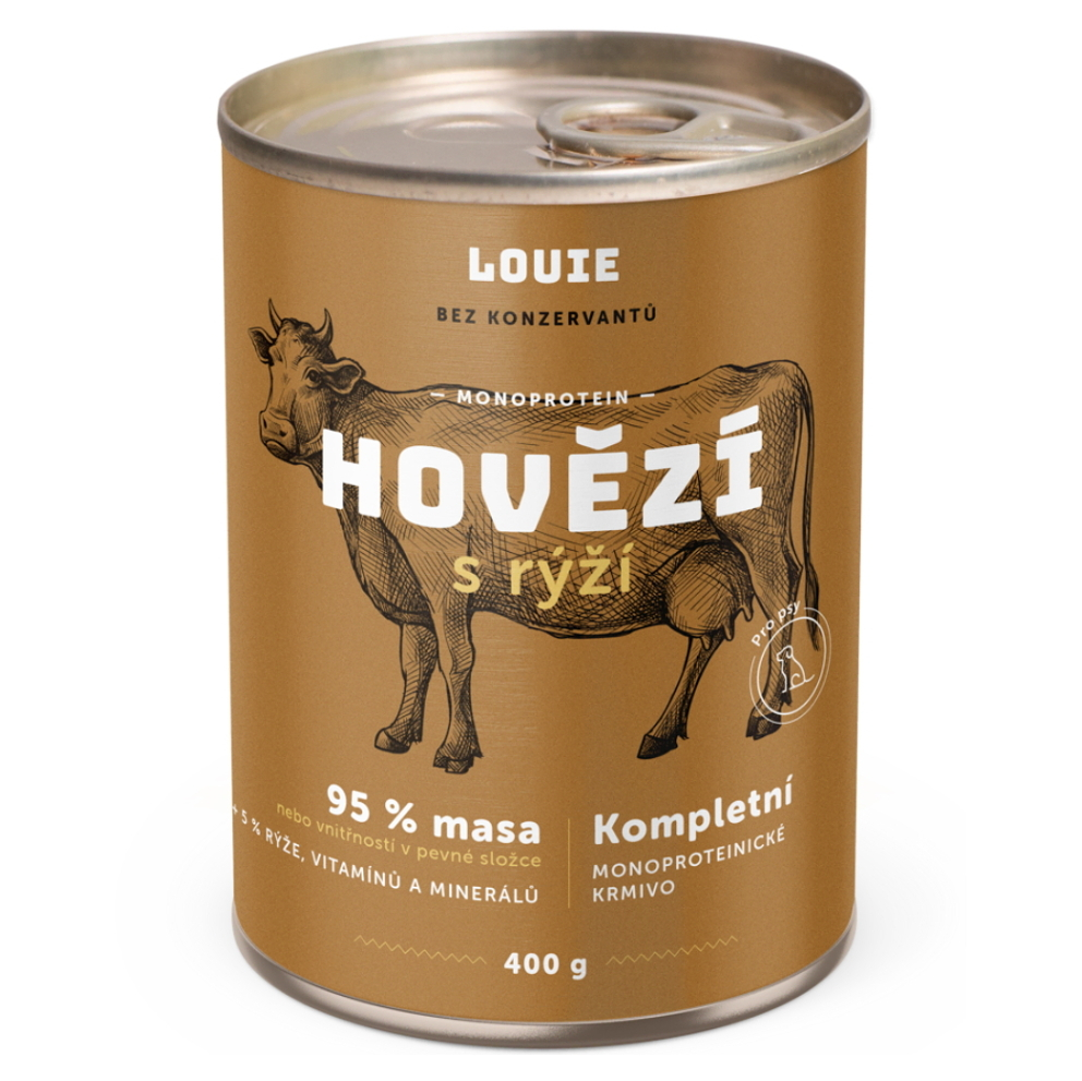LOUIE Hovädzie s ryžou konzerva pre psov 400 g