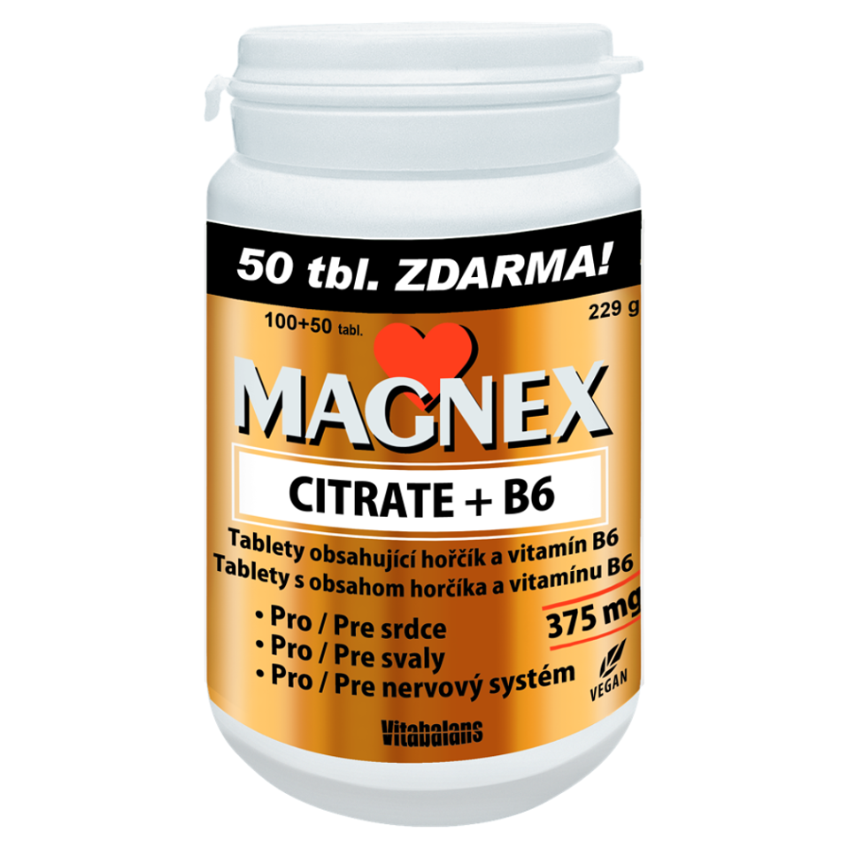 MAGNEX Citrate 375 mg a vitamín B6 10050 tabliet VÝHODNÉ balenie