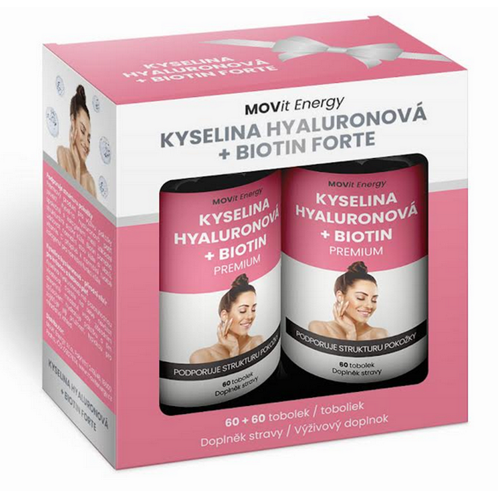 MOVIT ENERGY Beauty darčekový balíček Kyselina hyalurónová  Biotin forte 60  60 kapsúl