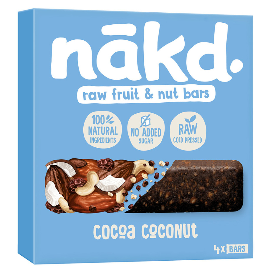 NAKD Cocoa coconut raw tyčinky z ovocia a orechov s kokosom 4 x 35 g