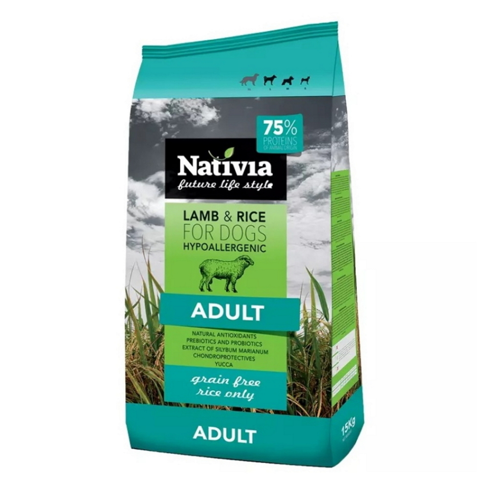 NATIVIA Dog Adult Lamb  Rice granule pre psov s citlivým zažívaním 1 ks, Hmotnosť balenia (g): 15 kg