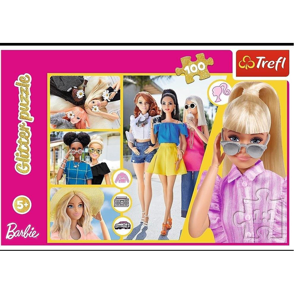 TREFL Puzzle Glitter Trblietavá BarbieMattel 100 ks