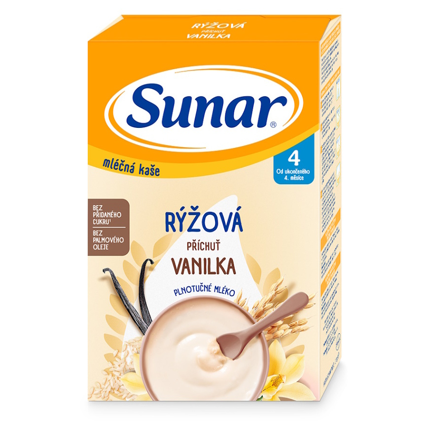 SUNAR Mliečna ryžová kaša vanilková 4m 210 g