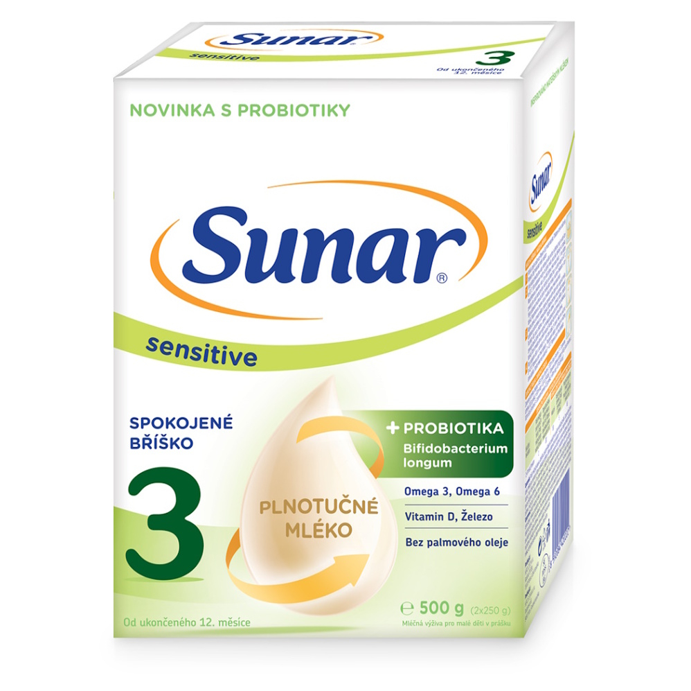 SUNAR Sensitive 3 pokračovacie dojčenské mlieko 12m 500 g