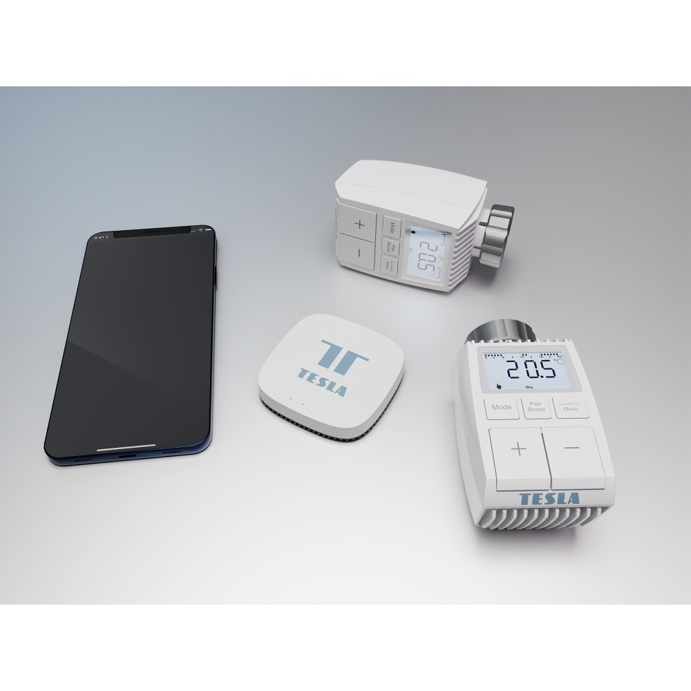 TESLA Smart Bundle Basic 2 x Valve termostatická hlavica  Hub centrálna jednotka pre múdru domácnosť