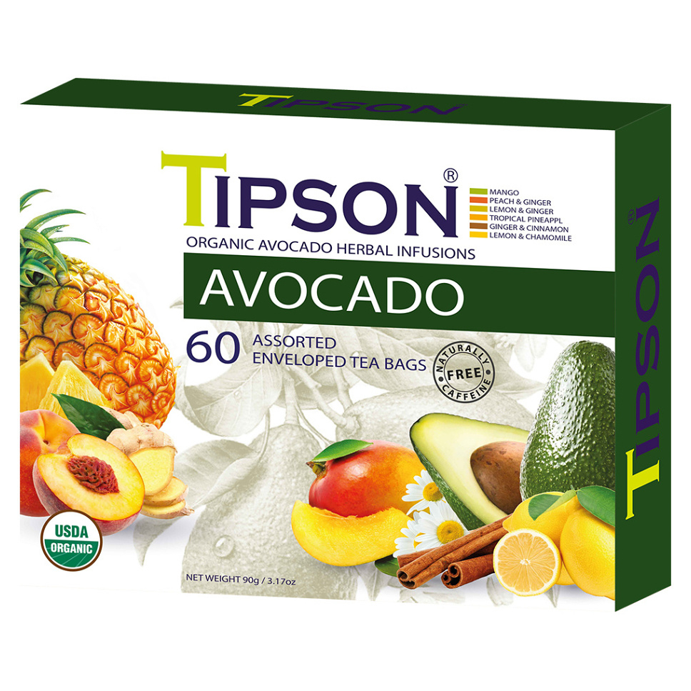 TIPSON Variácia bylinných čajov s avokádom a prírodnou arómou BIO 60 sáčkov