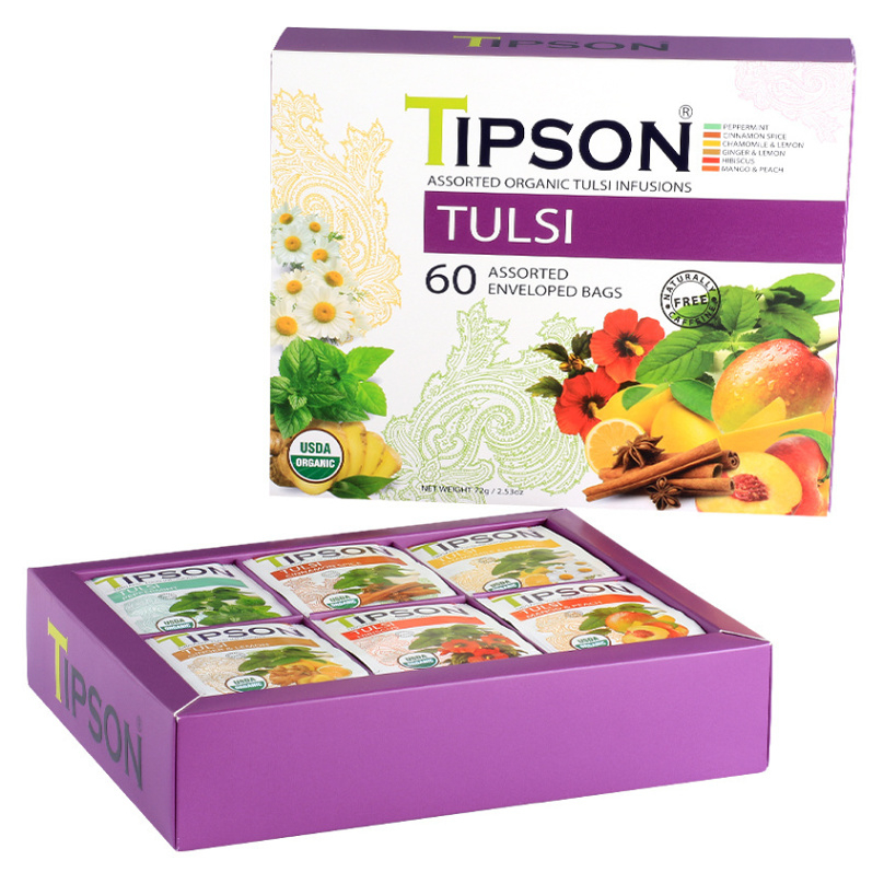 TIPSON Variácia bylinných čajov s tulsi a prírodnou arómou BIO 60 sáčkov