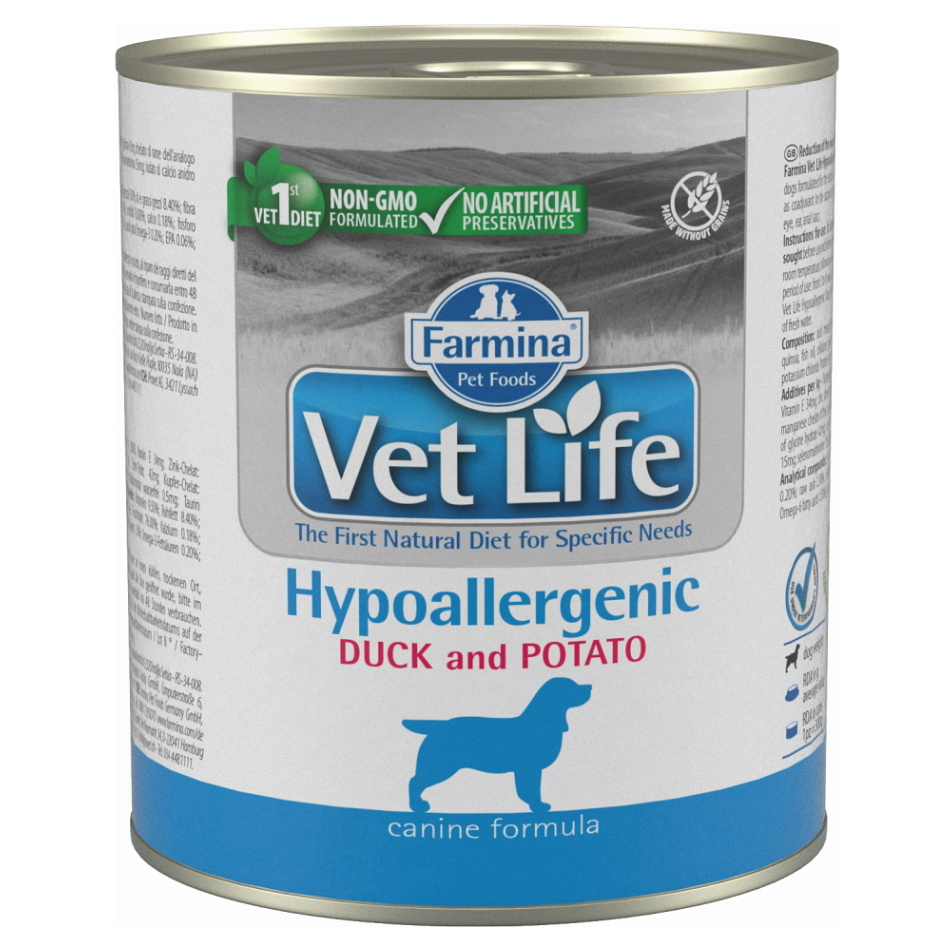 VET LIFE Natural Hypoaller DuckPotato konzerva pre psov 300 g