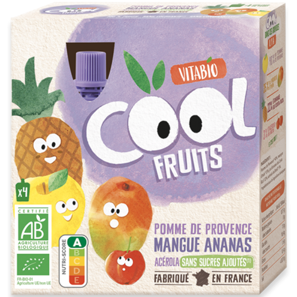 VITABIO Cool fruits vrecko jablko, mango, ananás 4m BIO 4 x 90 g