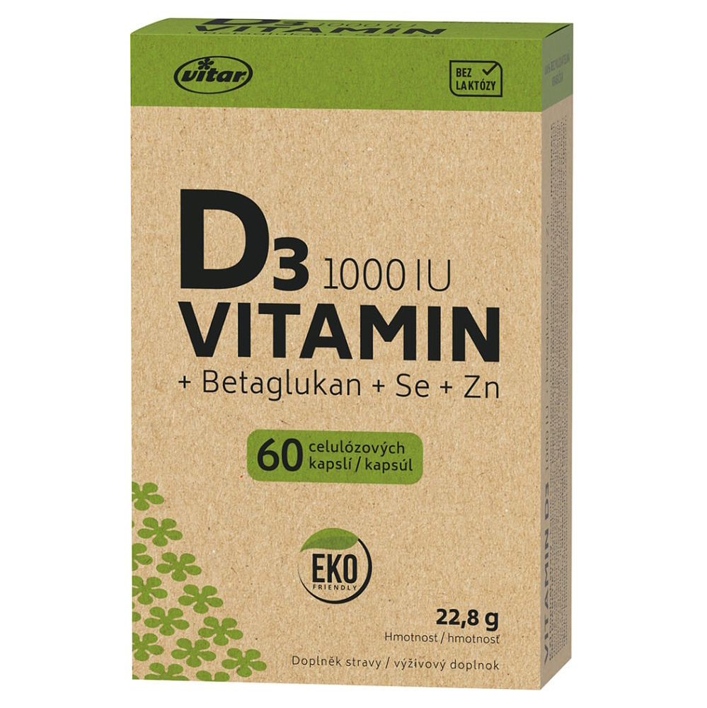 VITAR EKO Vitamín D3 1000IU  betaglukán 60 kapsúl