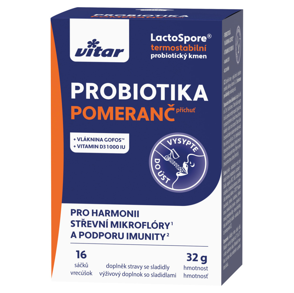 VITAR Probiotiká  vláknina  vitamín C a D 16 sáčkov