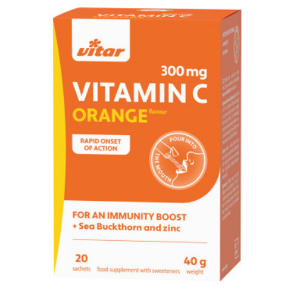VITAR Vitamín C 300 mg  rakytník  zinok s príchuťou pomaranča 20 sáčkov